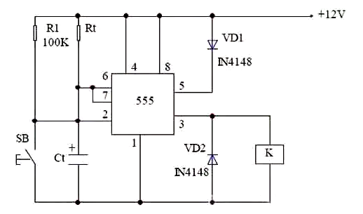 延時電路圖，555延時電路圖設(shè)計分享-KIA MOS管